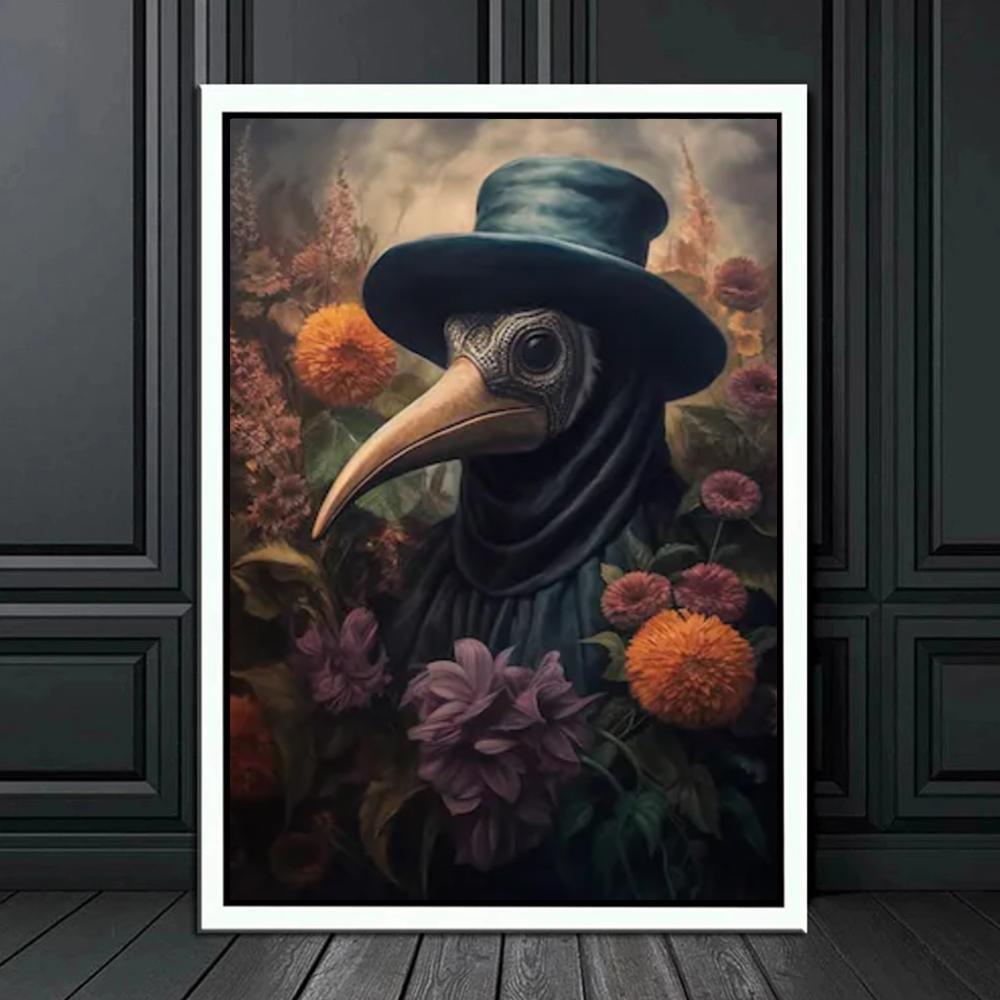 Dark Academy Art Wall Poster Victoria Crow Witch Ghost Halloween Background Decoration Gothic Image Printing Canvas Painting