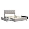 Chloe - Solid and Comfortable Bed 160x200 with Base with 4 Drawers GREY Color Headboard 4 Cm Feet