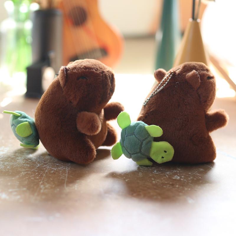 Capybara Stuffed Animal Keychain Pull String Wagging Tail Pp Cotton Plush Backpack Charm