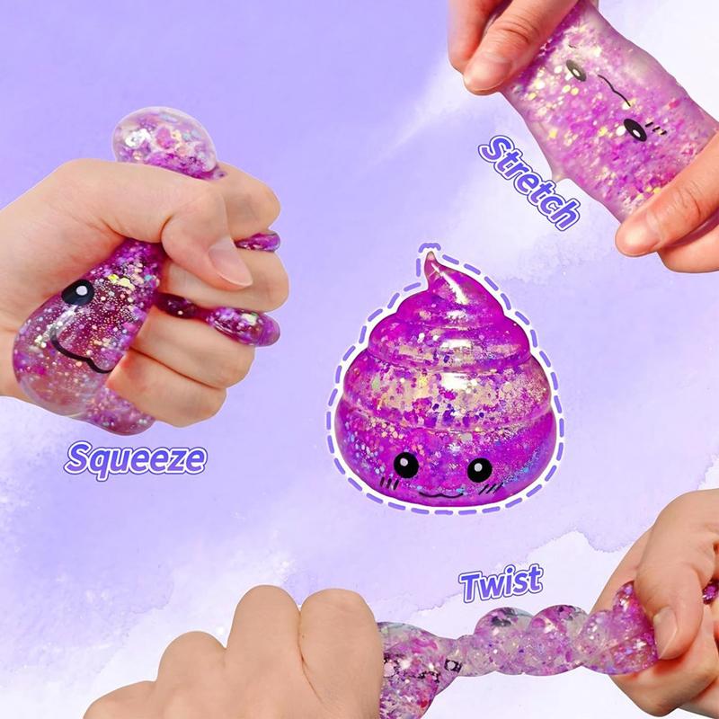 1/6Pcs Sparkling Poop Maltose Fidget Toys Slow Rebound Squeeze Stress Relief Pinch Toys Poo Funny Sensory Toy For Kids Gifts