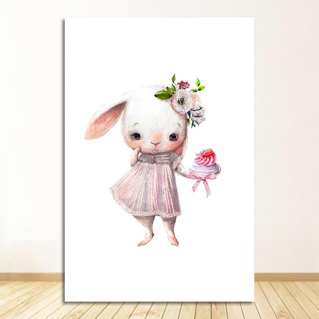 Медведь, настенная живопись на холсте, плакаты на скандинавскую тему и принты, настенные панно, декор для детской комнаты, цветок, кролик, друг, объятие, лиса, мышь