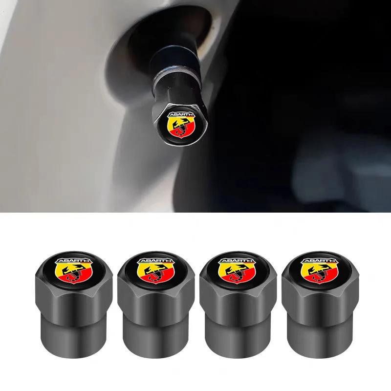 4Pcs 3D Styling Car Wheel Tire Valve Caps Stem Cap Accessories For Fiat 500 Punto Abarth Panda Ducato Pondo Doblo Stilo Bravo V4