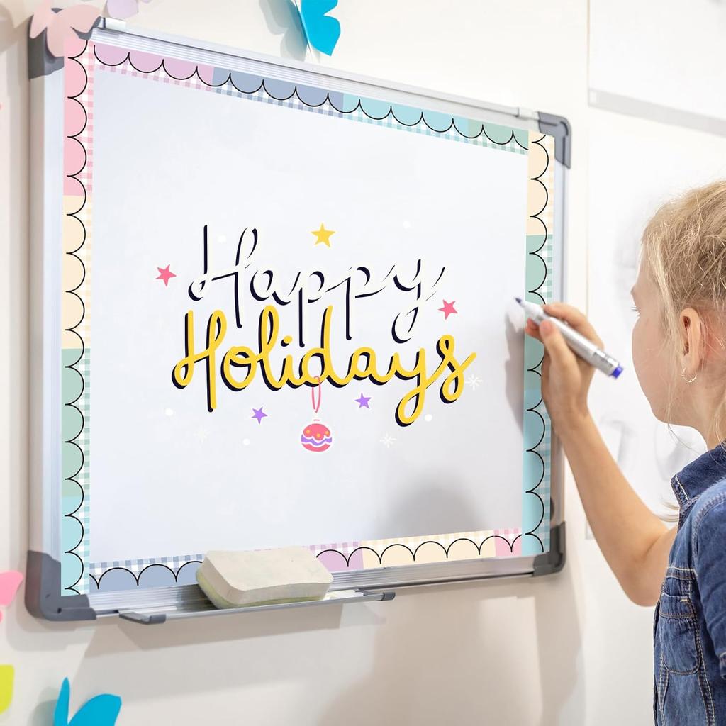 70.9Ft Back to School Pastel Plaid Bulletin Board Borders Colorful Gingham Self-Adhesive Border Trim Sticker Decals for Home Classroom One Silly