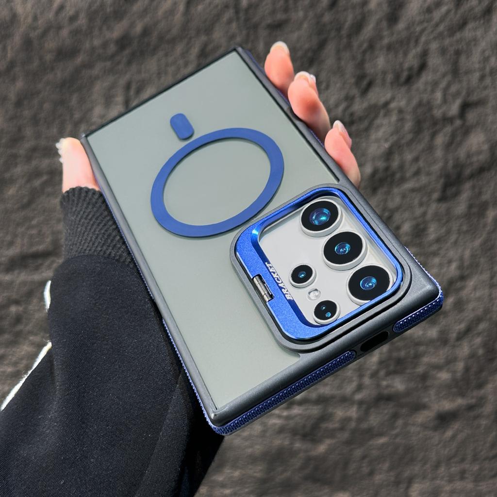 Suitable for Samsung S25 Ultra Magnetic Phone Case S24plus Creative Lens Bracket S23 Dual Color Anti Fall