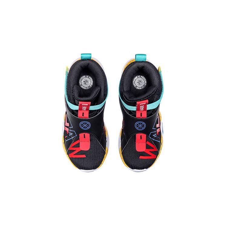 LiNing Youth Shock Absorbing Breathable High Top Basketball Shoes Kids Sneakers Black Green YKBQ004-3
