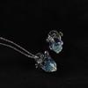 Handmade Transparent Heart Pendant Necklace Silver Chain Coloured Glaze Chain Choker  Gift