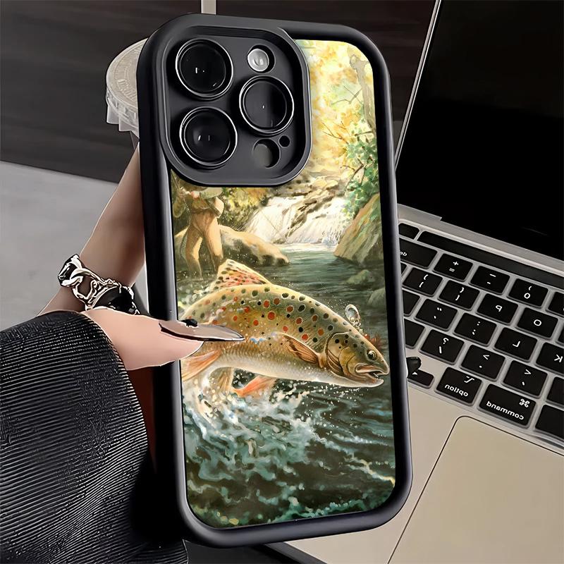 Чехол для телефона iPhone 17 Air 16E 15 16 Pro Max Удочка с карпом Чехол 14 Plus 13 12 Mini Мягкий силиконовый Fundas