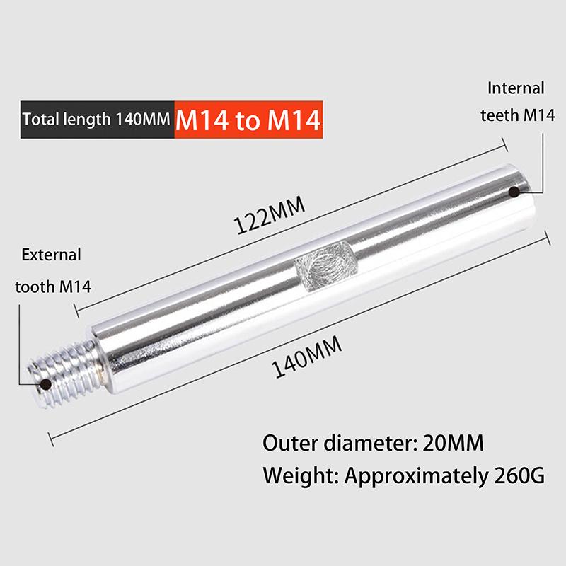 1 шт. Адаптер-удлинитель для УШМ с резьбой M14, 75/100/140 мм, стержень-адаптер с резьбой, соединительный стержень для шлифовального круга/полировальной насадки, для DIY