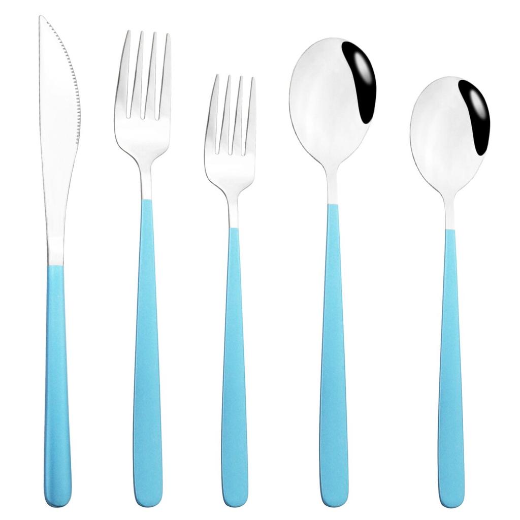 5/10/20 Pcs Colorful Dinnerware Cutlery Set 304 Stainless Steel Flatware Set Mirror Knife Fork Spoon Tableware Set Kitchen Silverware