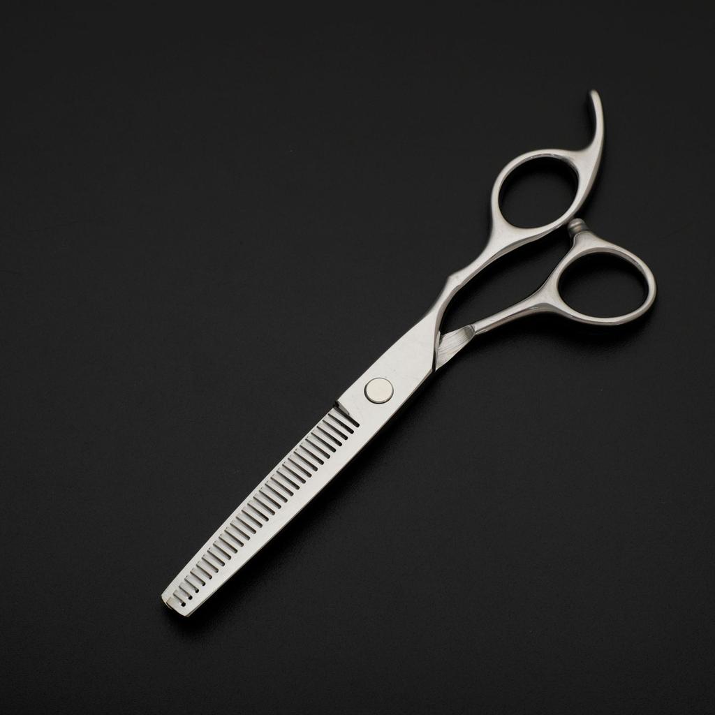 Stainless Steel Hair Cutting Scissors 6 Inch Straight Thinning Shear Barber Scissors Tool Set Black Silver