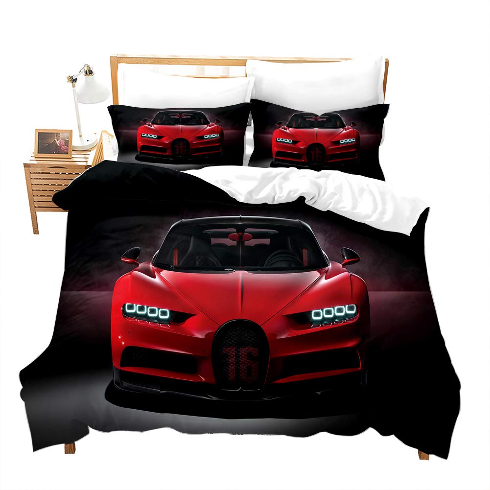 Speed Sports Car Duvet Cover Set Full Queen Size Red Cool Racing Car Bedding Sets Speed Automobile Extreme Sport Quilt Cover Set