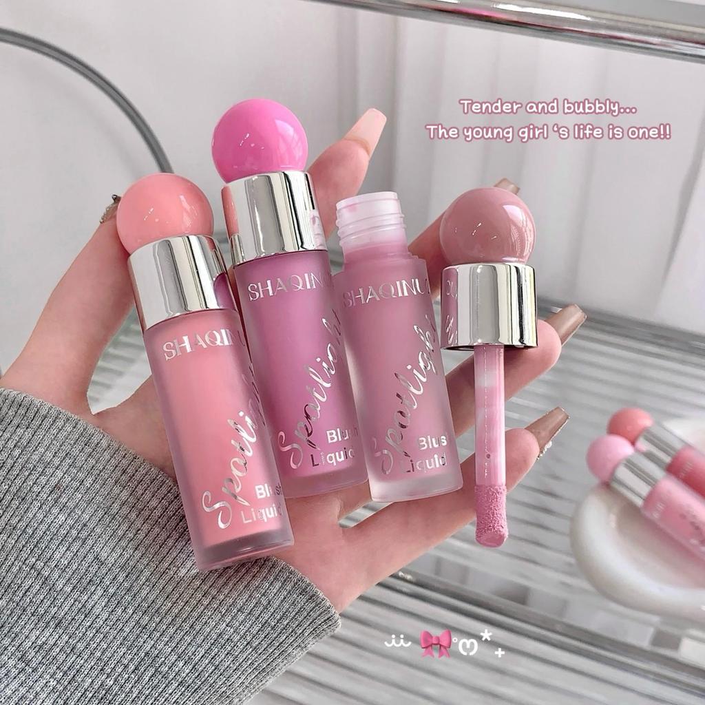 SHAQINUO Сияющие жидкие румяна и хайлайтер дуо 12ч сияние росы Легкий водно-гелевый Наслаиваемый Зеркало