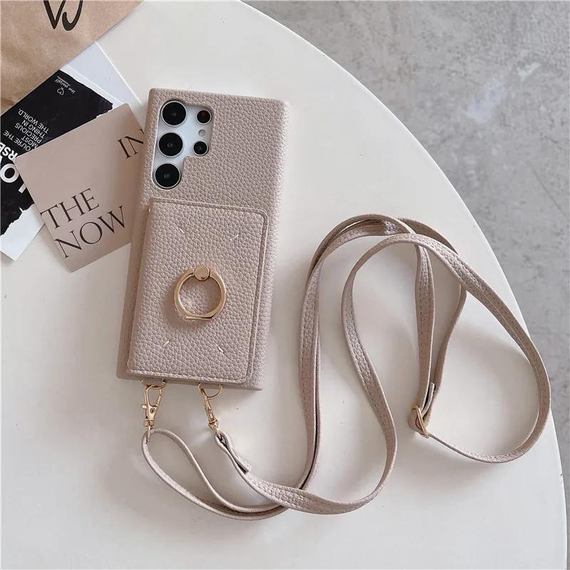 Кожаная сумка через плечо с держателем для карт Чехол для телефона для Samsung Galaxy S23 FE S24 Ultra S22 Plus A13 A22 A33 A14 A24 A34 A53 A54 Чехол