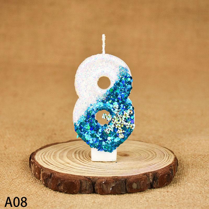 Тема Снежинки Льда 0-9 Свеча-цифра Украшение для торта Принцесса Топперы для торта на день рождения Украшение для торта на свадебную вечеринку Рождественские принадлежности