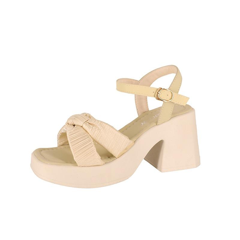 Coarse Heel Roman Word Sandals Women's 2025 New Summer Fashion Casual Women's Shoes Waterproof Table Wedge Heel High Heels