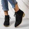 Fashion Women's Autumn Block Heeled Short Boots Fashion Zip Lace Up Faux Suede Ankle Boots Women Pointed Toe Thick Heeled Botines Mujer