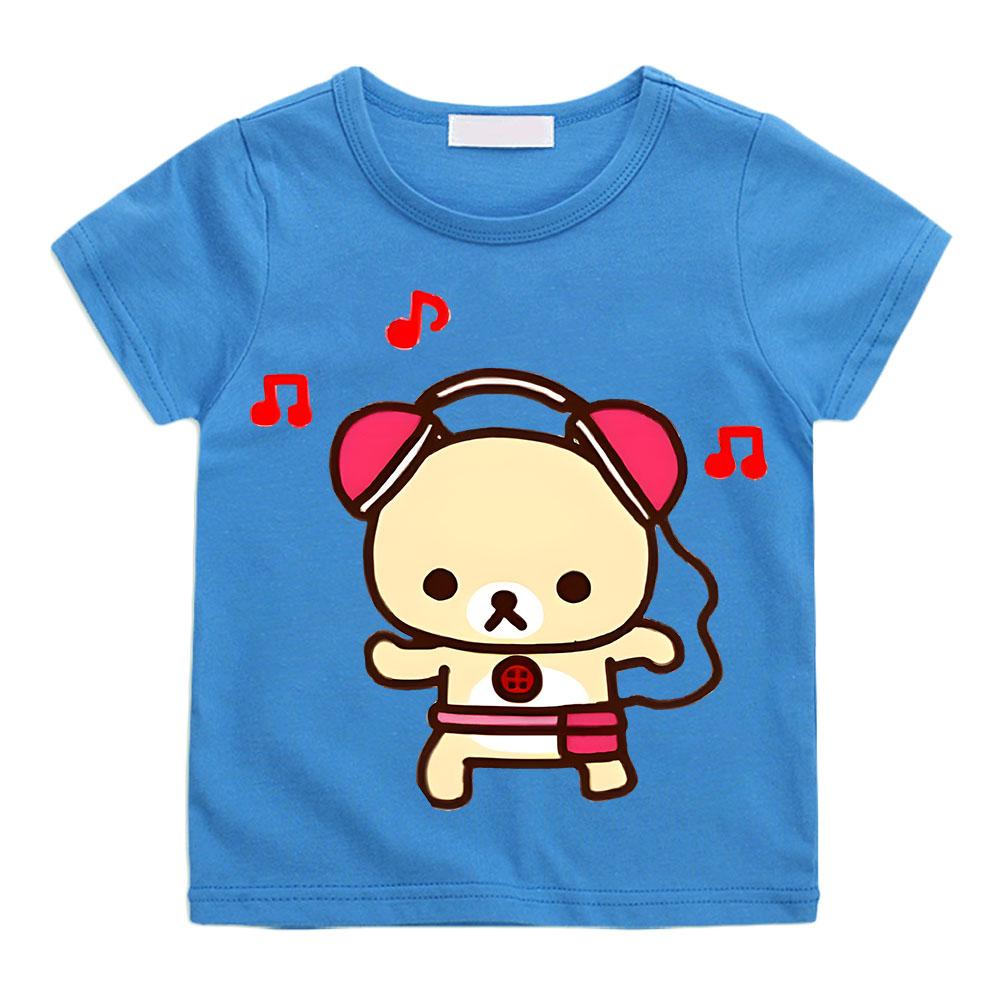 Мультяшная футболка Rilakkuma для мальчиков и девочек, детская одежда, хип-хоп топы с коротким рукавом, спортивная мода, уличная одежда, футболки с мангой/комиксами