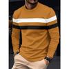 Autumn and Winter Plus Size Round Neck Long Sleeved Color Blocked Base Shirt Pullover Men's T-shirts