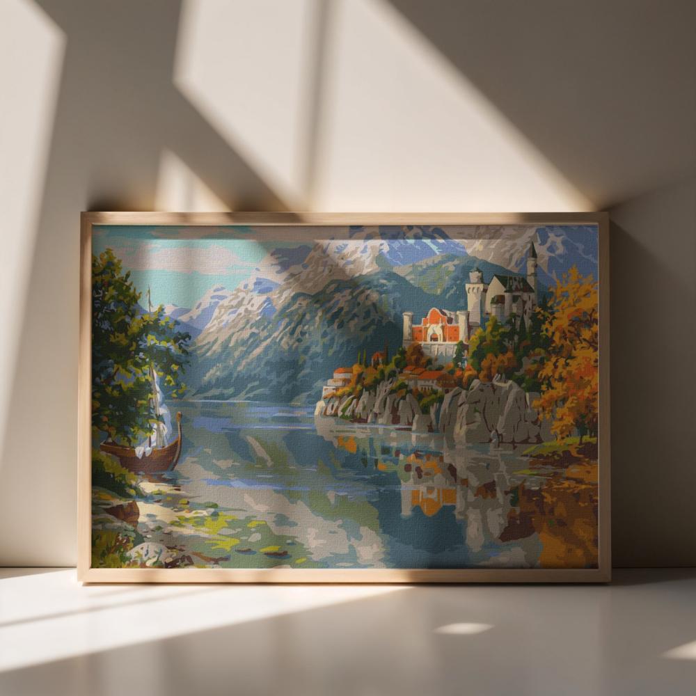 Obraz Do Malowania Po Numerach Z Ramą Zamek W Górach 70X50 Cm