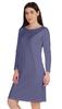 Inkmeso Knee Length Plain Dress Long Sleeve Boat Neck Tshirt Dress For Women