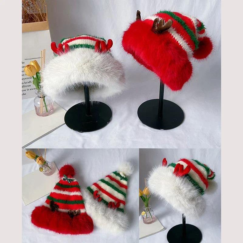 Women S Red Plush Cartoon Knit Scarf Winter Warm Cute