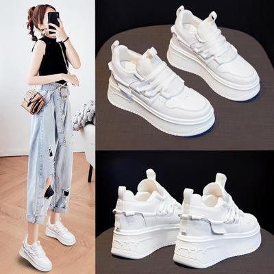 Белые туфли для женщин весна и осень новые толстые подошвы универсальные туфли для отдыха на платформе женские спортивные туфли увеличивающие рост стельки женские туфли