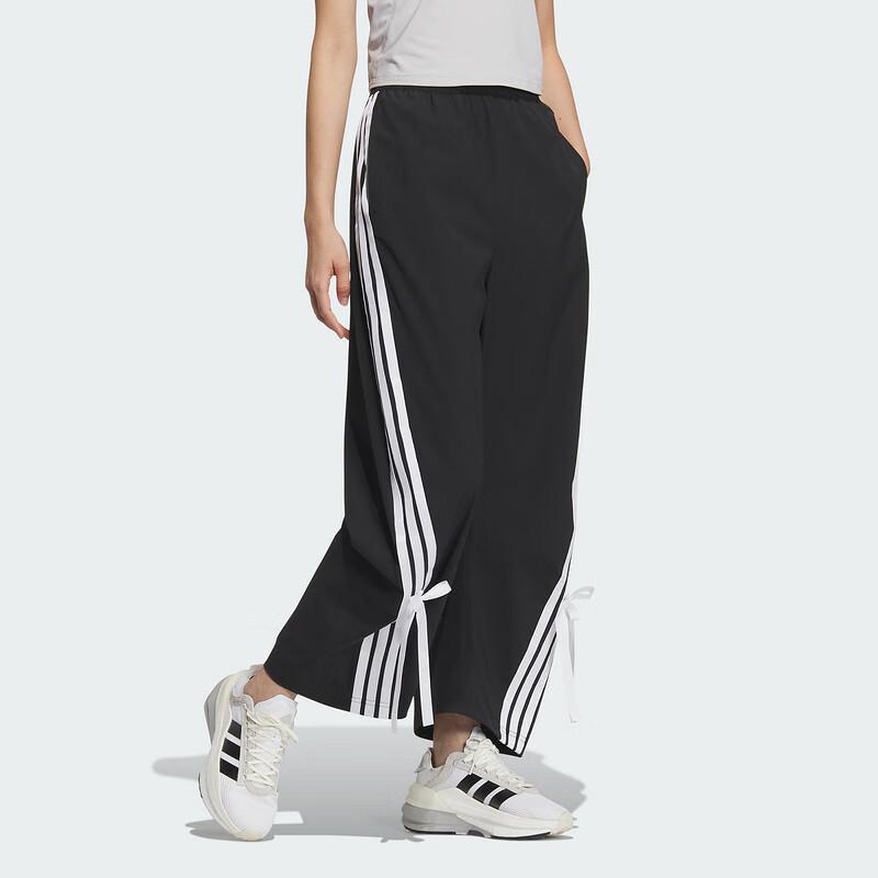 adidas SS25 Полосатые модные удобные универсальные повседневные брюки женские низы черного цвета JY7666