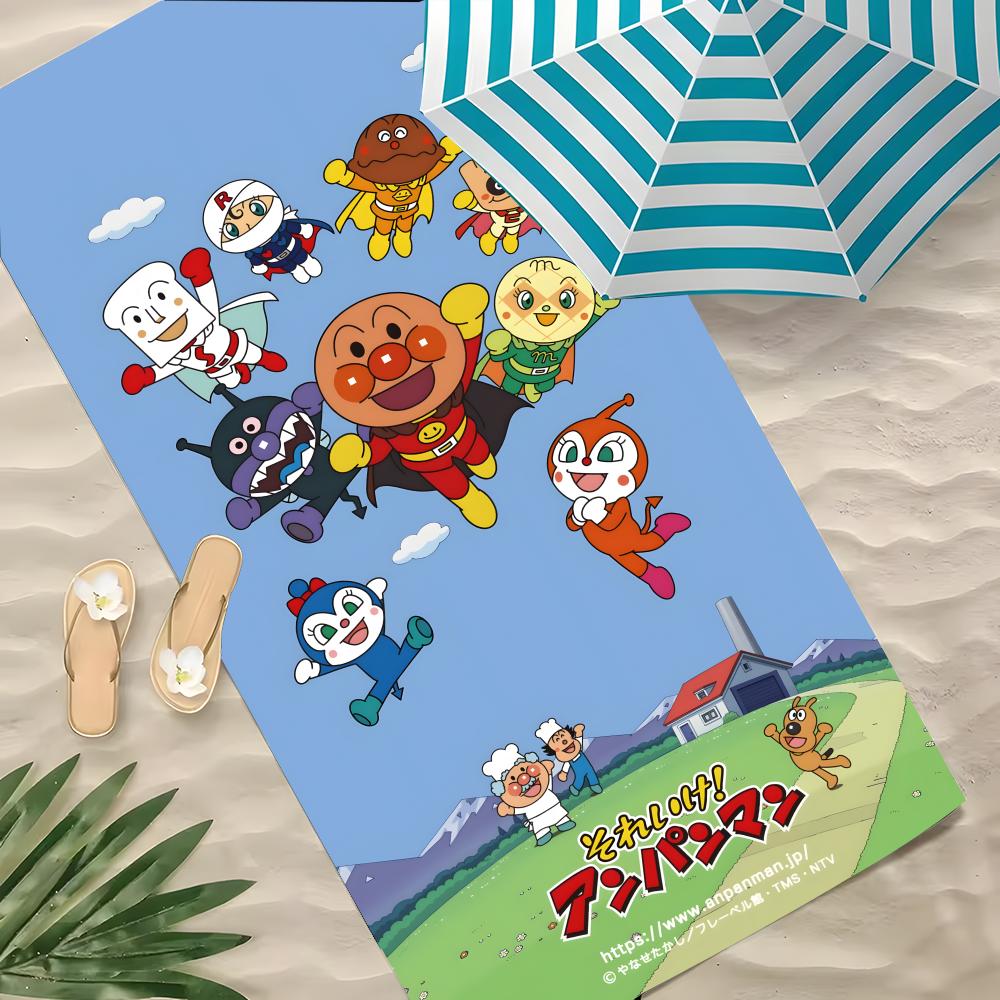 Мультяшное полотенце A-ANPANMAN из полиэстера, пляжное полотенце, быстросохнущее, не оставляющее песка, банное полотенце для лета, бассейна, путешествий, отпуска