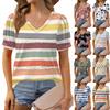 Женские летние топы с коротким рукавом и V-образным вырезом, свободные повседневные футболки
