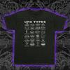 UFO Types T-Shirt Alien Flying Saucer Conspiracy Theory Retro Sci-Fi Tee