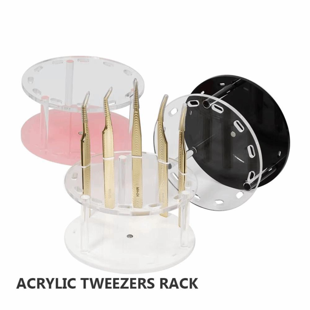 360° Rotate Lash Tweezers Stand Acrylic Material Tweezer Storage Box Professional Makeup