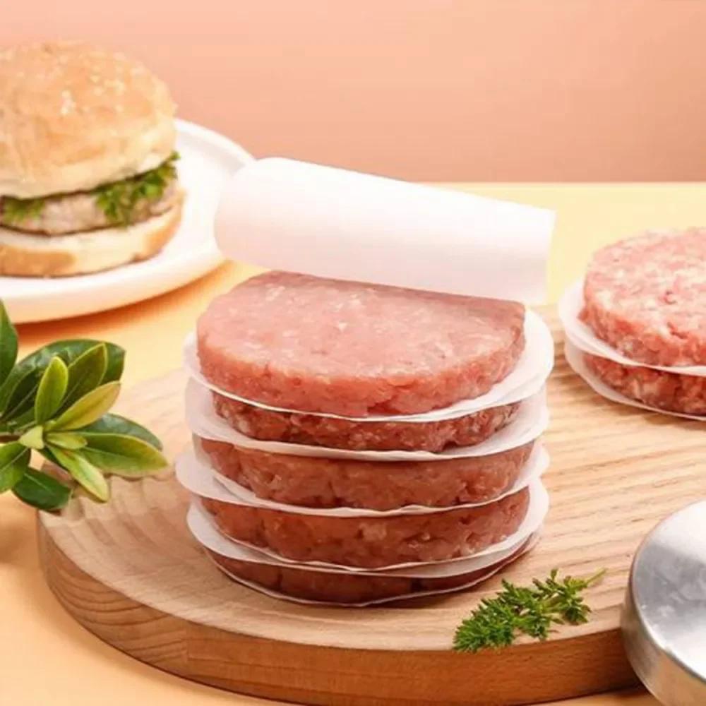 500/100PCS Disposable Hamburger Patty Separation Pads 11cm Round Hamburger Food Pads Paper Non-stick Oil Paper Baking Paper
