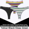 3PCS/Set Rainbow Colorful Striped Cotton Women Panties Sexy G-String Underwear Femme Finetoo Band Thong Intimate T-Back Lingerie