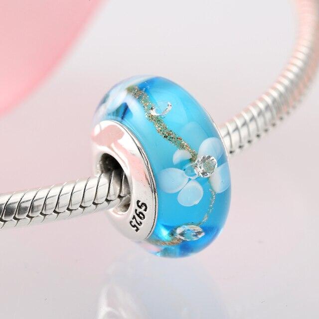 100 %Authentic 925 Sterling Silver Pink Heart Murano Glass Beads Fit Original European Charms Bracelet Jewelry