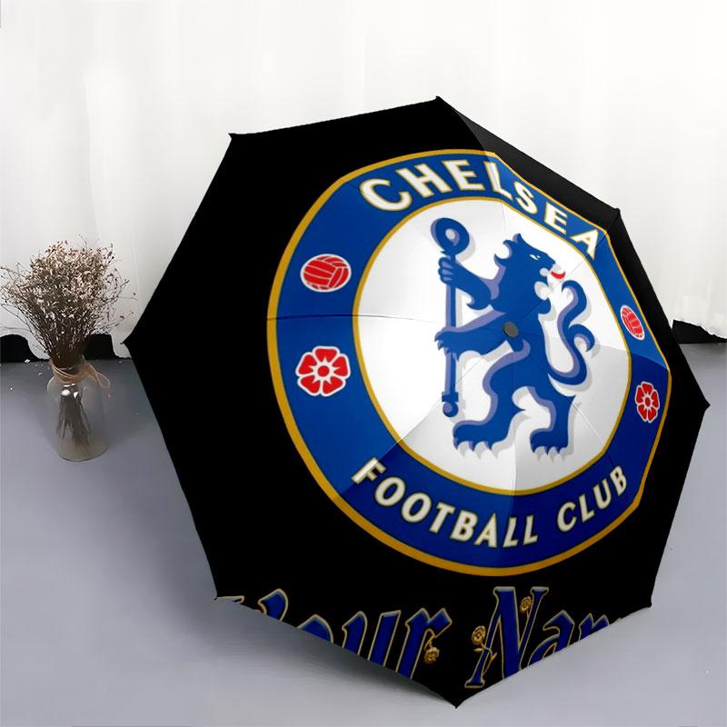 1 шт. Автоматический складной зонт - Chelsea F Индивидуальный узор с именем, Портативный и складной дизайн с 8 спицами, Рождественские и Новогодние подарки
