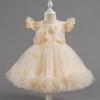 Girls' Baby Sleeveless Dress Short Princess Flower Pink Performance Flying Sleeve Toddler Children's Day Evening Dresses