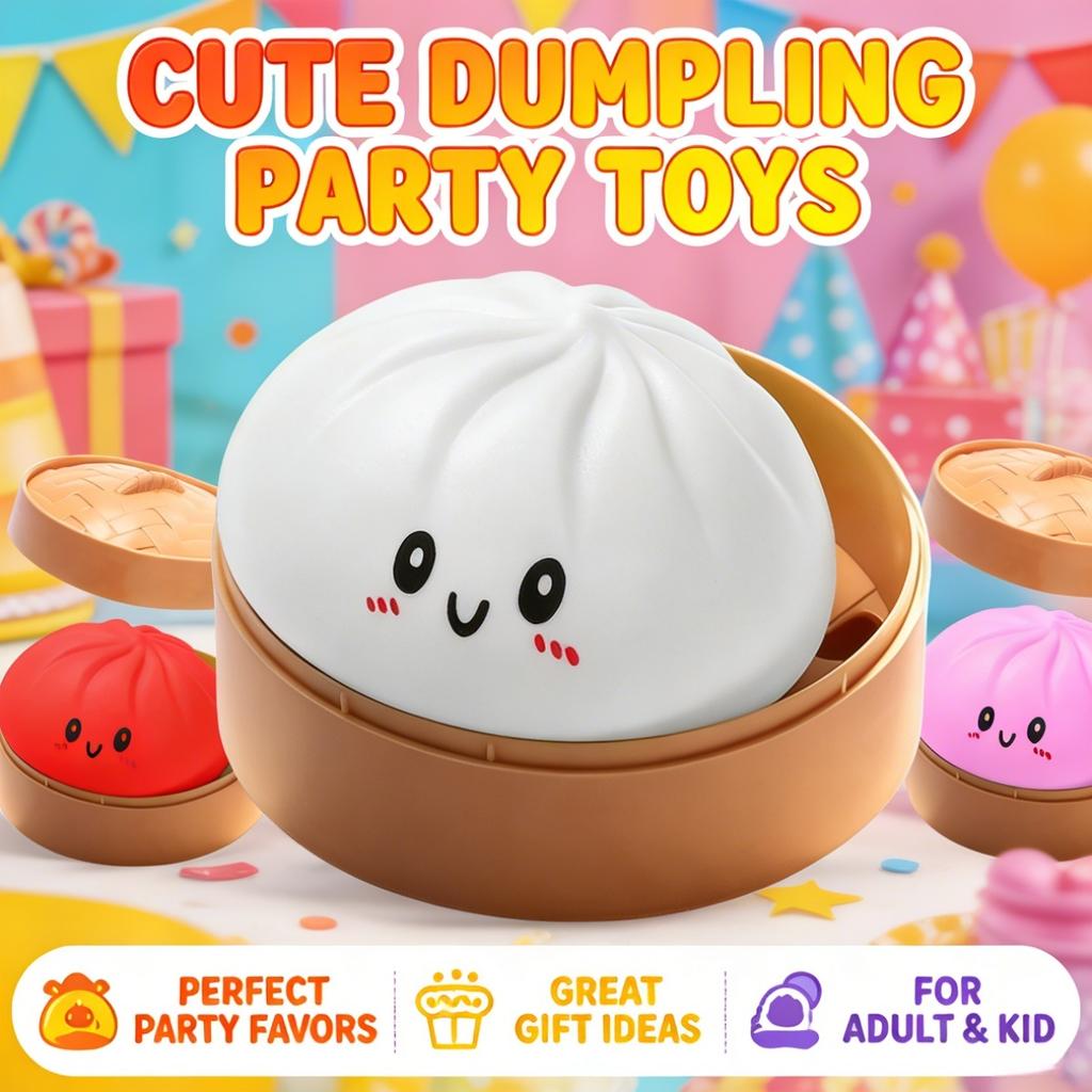 Dumpling Stress Balls Toy with Steamer Simulation Food Squishies Bun Fidget Sensory Toys for Home Desktop Decoration Party Gifts