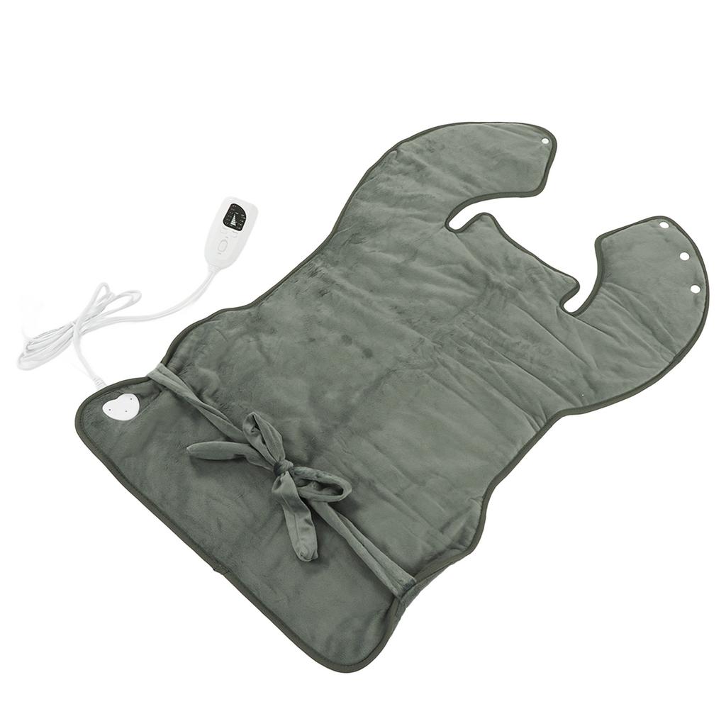 Back Heating Pad Dark Grey Soft Plush Hands Free Design Ergonomic Neck Outline 6 Temperature Adjustm