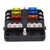 Universal 6 Way Blade Fuse Holder PBT PC Fuse Box Block Case 12V/24V Car Truck Boat Marine Bus RV Van