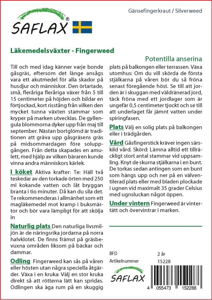 SAFLAX Garden in the Bag - Лапчатка гусиная - 20 семян - С субстратом в подходящем пакете-стойке - Лапчатка гусиная