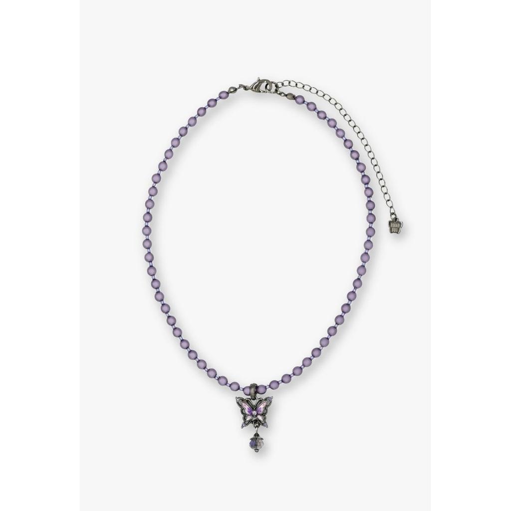 ANNA SUI Жемчужное ожерелье с мотивом бабочки Съемный шарм Чокер с покрытием gunmetal SAMN207534XV