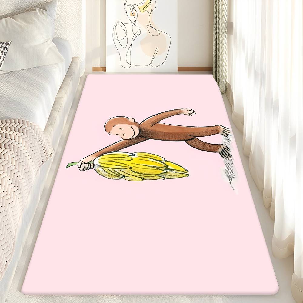 MONKEY CARTOON C-Curious GeorgeS Hallway Carpet Non-Slip Laundry Room Mat Laundry Decor Balcony Child Living Room