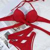 2 Pcs/Set Bathing Suit Solid Color Padded Cross Strap Swimwear Set Spa