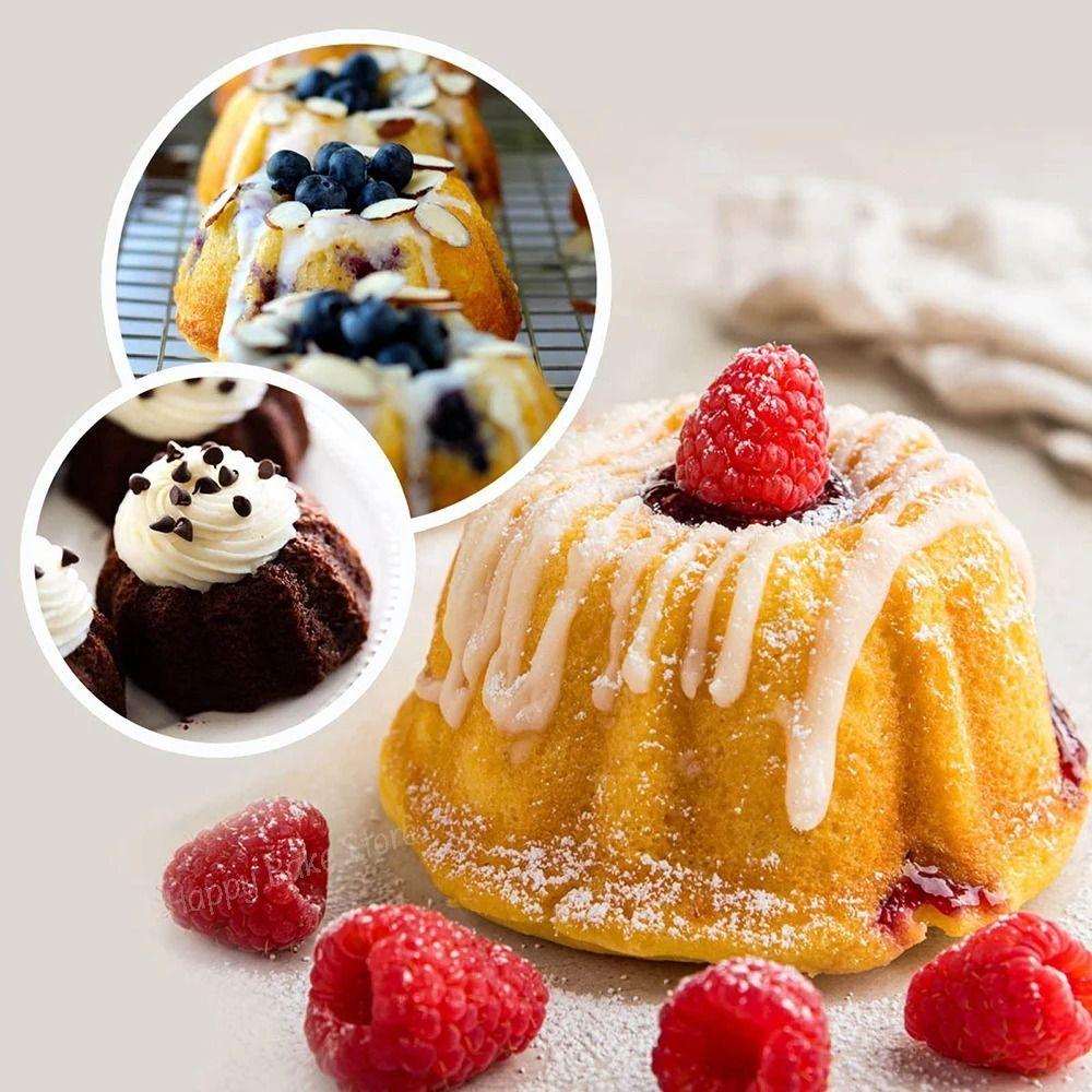 4 Pcs Nonstick Fluted Cake Mold 4 Inch Muffin Cups Easy to Clean Oven Baking Mold  Cupcake