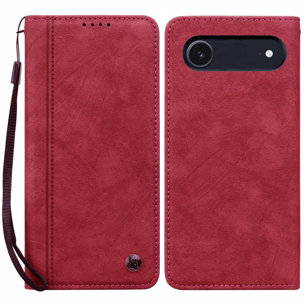 For iPhone 17 Air Case Lines Pattern Wallet Leather Phone Cover with Strap
