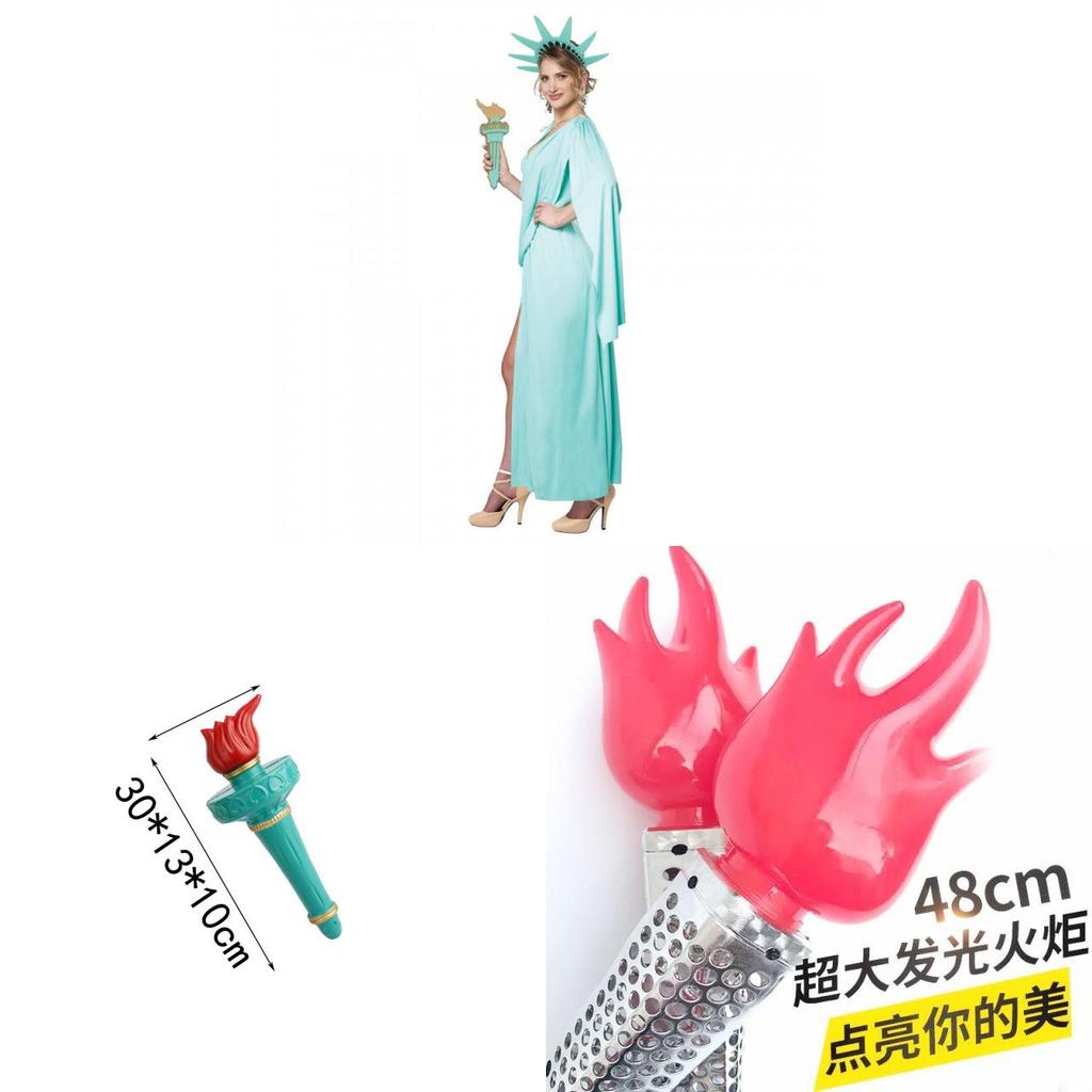 Cosplay Women Knitted Statue Of Liberty Outfit For Halloween Stage Performance