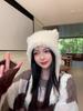 Autumn And Winter Net Red Cute Plush Bear Hat Female Padded Thickened Warm Imitation Rabbit Hair Windproof Ear Protection Head Wrap Cap