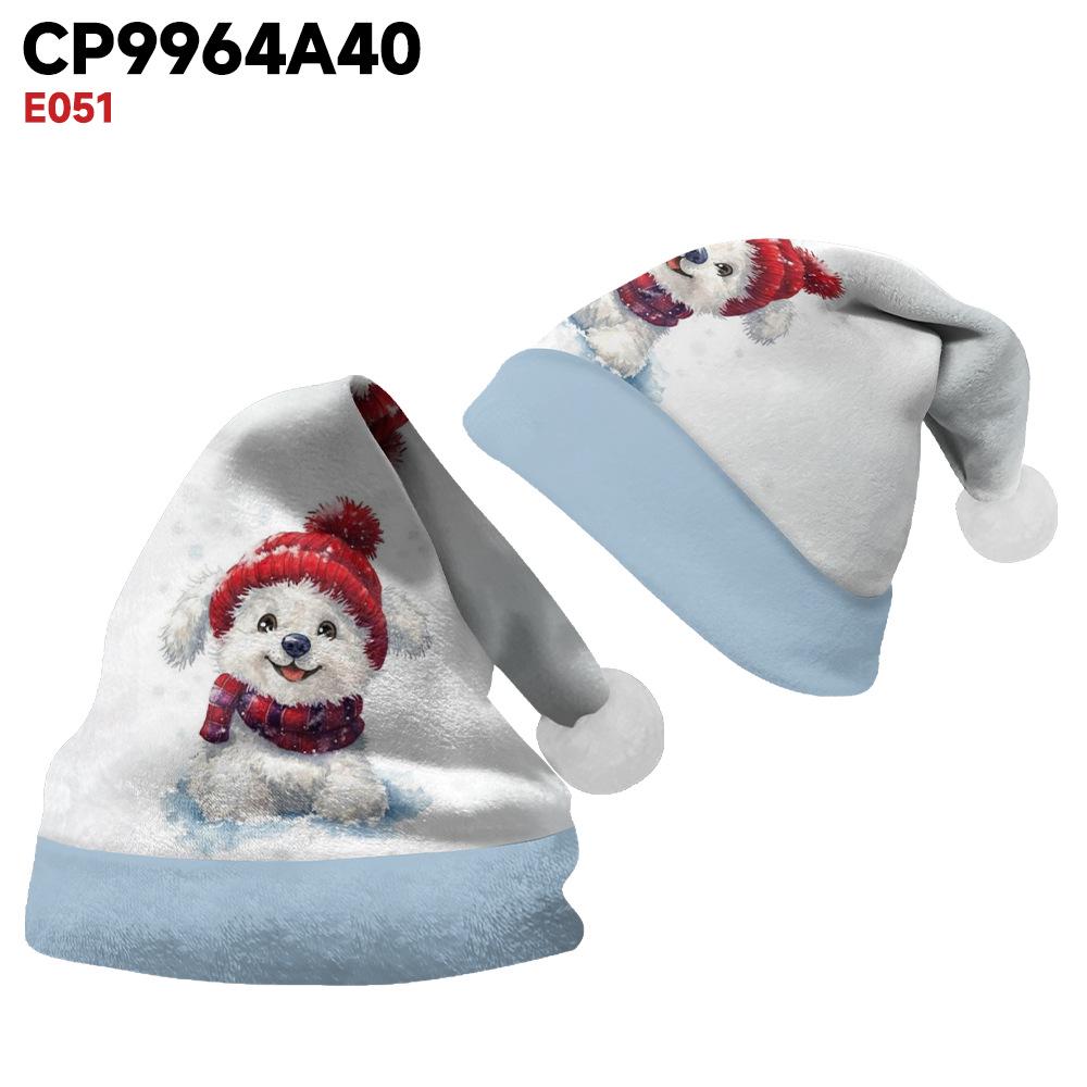 Двусторонняя флисовая рождественская шапка 2024 года с бархатом для детей и взрослых