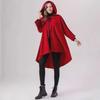 Red and Black Little Red Riding Hood Cloak Costume: Halloween Medieval Witch Robe with Sleeves
