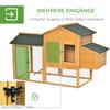Dwarf chicken coop with run and brooder. Weatherproof sealed fir wood. Asphalt roof. Yellow+Green